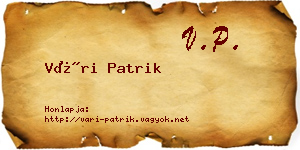 Vári Patrik névjegykártya